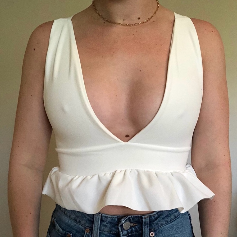 White Ruffle Crop Top